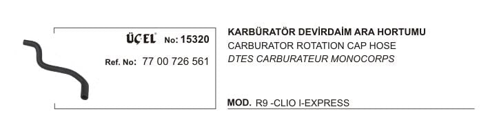 Clio 1 R9 Spring Su Pompası Devirdaim Ara Hortumu 7700726561 Üçel