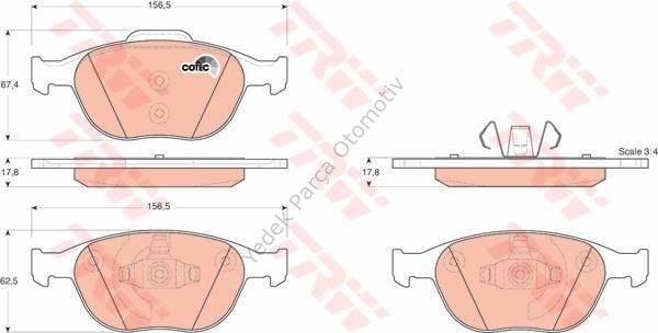 DİSK BALATA ÖN A03.1724 CONNECT 1.8 TDCI FOCUS 2.0 (GDB1532)