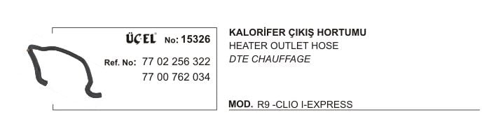Clio 1 R9 Kalorifer Çıkış Hortumu Vidalı 7700762034 7702256322 Üçel