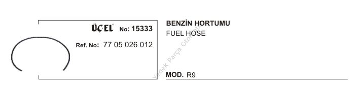 BENZİN HORTUMU 15333 R9 (7X13MM 1200 MM) ARA ÖRGÜLÜ 7705026012