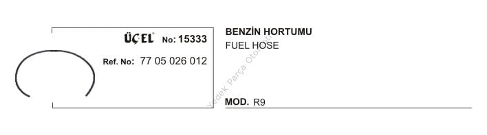 BENZİN HORTUMU 15333 R9 (7X13MM 1200 MM) ARA ÖRGÜLÜ 7705026012