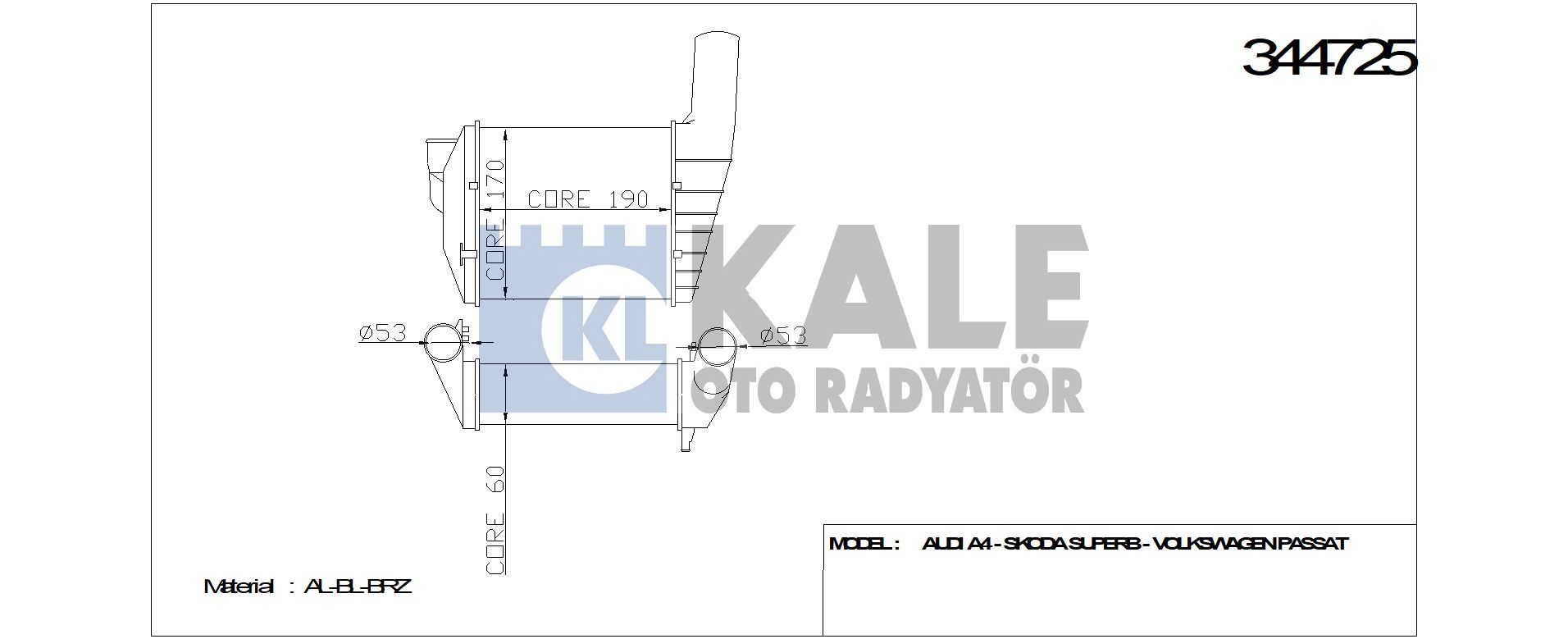 TURBO RADYATÖRÜ 344725 PASSAT 2.5TDI (98-05) A4 2.5TDI (97-01)