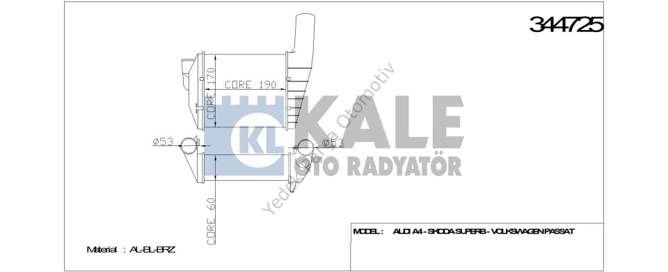 TURBO RADYATÖRÜ 344725 PASSAT 2.5TDI (98-05) A4 2.5TDI (97-01)