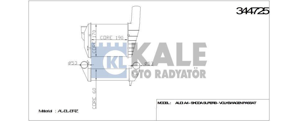 TURBO RADYATÖRÜ 344725 PASSAT 2.5TDI (98-05) A4 2.5TDI (97-01)
