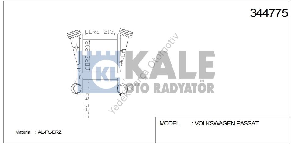TURBO RADYATÖRÜ 344775 PASSAT 2.5TDI BDH BAU BDG 03>05 SUPERB 2.5TDI BDG 02>08