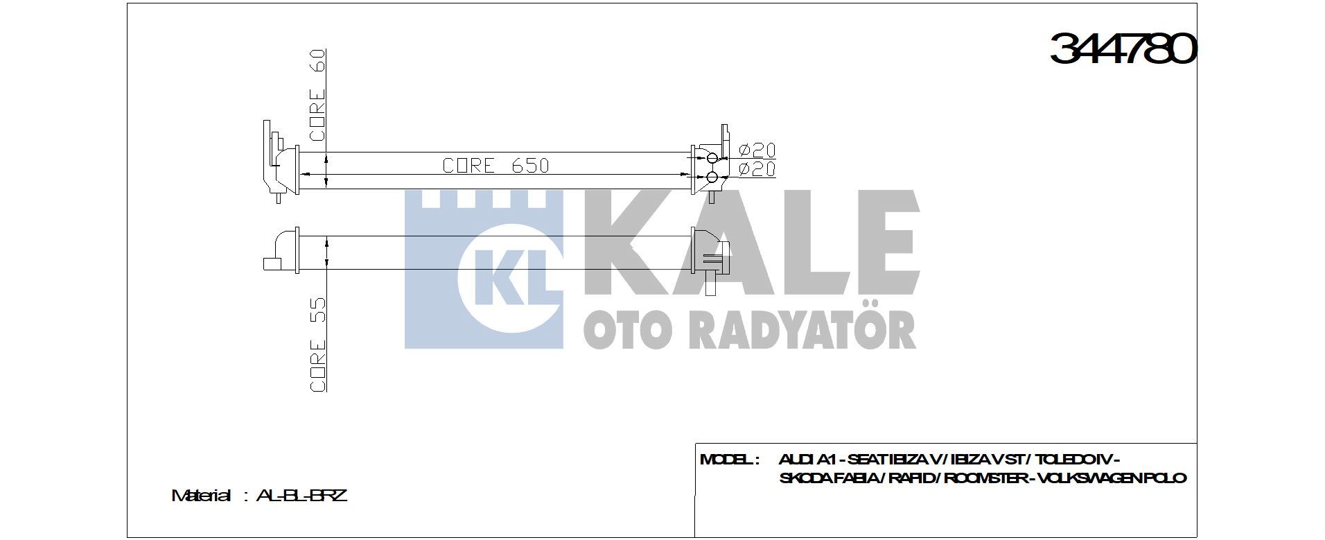 TURBO RADYATÖRÜ 344780 POLO A1 IBIZA TOLEDO FABIA RAPID ROOMSTER 1.2 1.4TSI 09