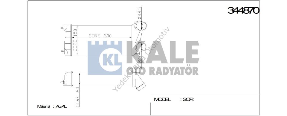 TURBO RADYATÖRÜ 344870 P308 P3008 P5008 PARTNER TEPE C4 C4(B7) DS4 C4 PICASSO D