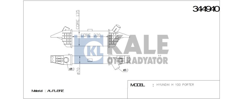 TURBO RADYATÖRÜ 344940 H100 PORTER STAREX 2.5 (01 04)