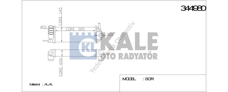 TURBO RADYATÖRÜ 344980 KANGO-III 1.5DCI K9K 08->