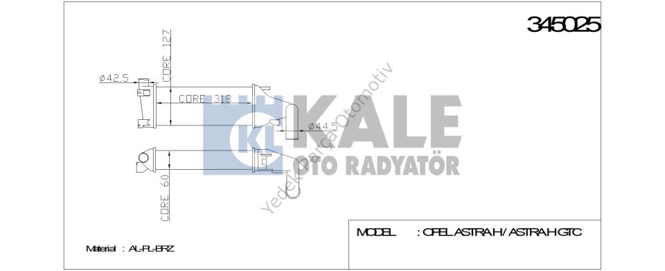 TURBO RADYATÖRÜ 345025 ASTRA-H (04-) 1.7 CDTI