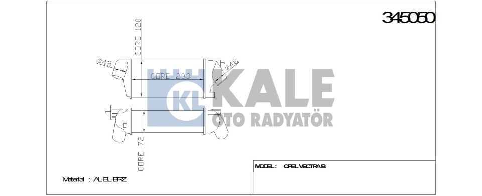 TURBO RADYATÖRÜ 345050 VECTRA 2.0 2.2 DTI