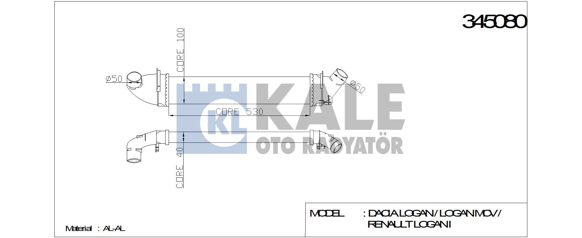 Logan 1 Mcv Sandero 1 Turbo Radyatörü İntercooler 1.5 Dci K9K 2004 2012 6001548727 Kale