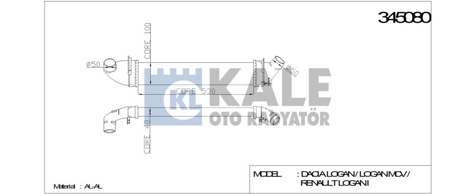 Logan 1 Mcv Sandero 1 Turbo Radyatörü İntercooler 1.5 Dci K9K 2004 2012 6001548727 Kale