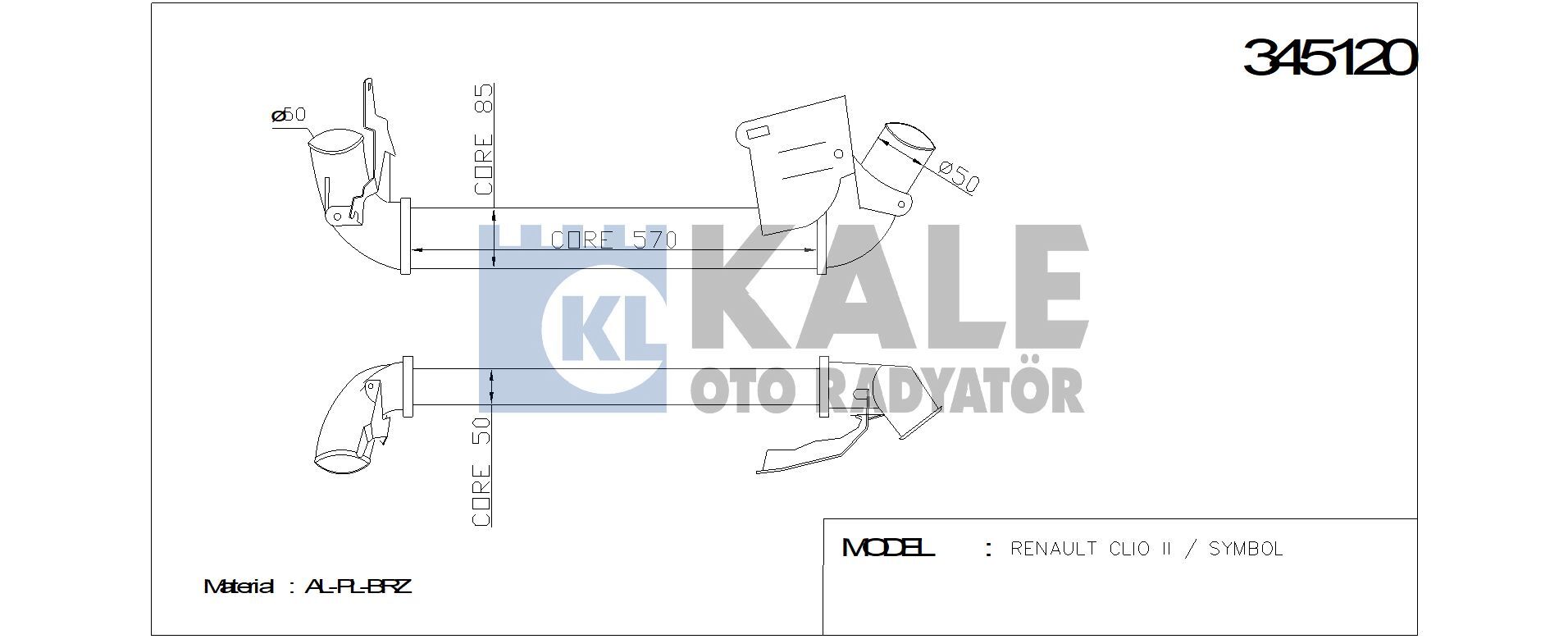 Clio 2 Symbol Thalia Turbo Radyatörü İntercooler 1.5 Dci K9K 8200245599 8200742599 Kale