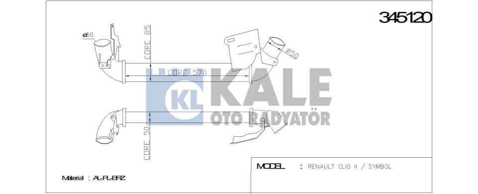 Clio 2 Symbol Thalia Turbo Radyatörü İntercooler 1.5 Dci K9K 8200245599 8200742599 Kale