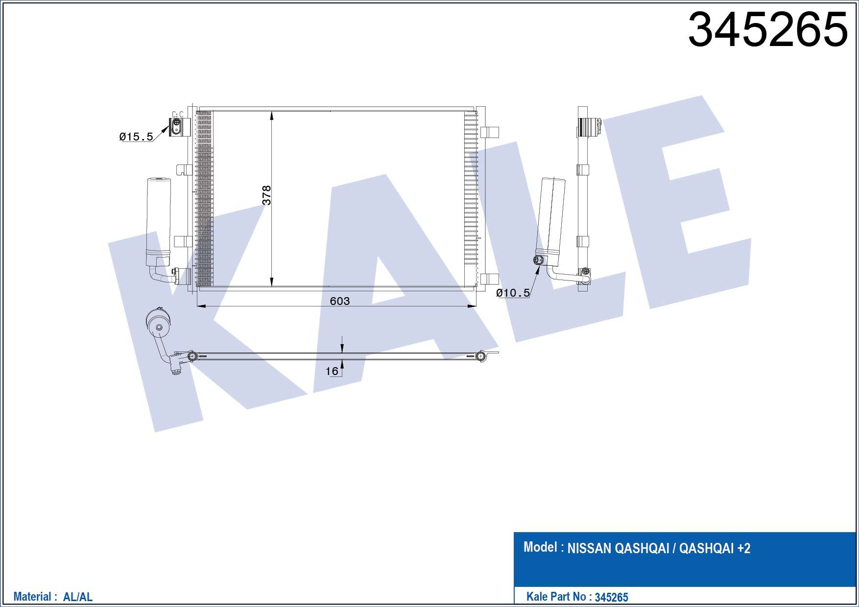 Qashqai 1 J10 Klima Radyatörü Kurutuculu 1.6 92100JD000 92100JD00A Kale