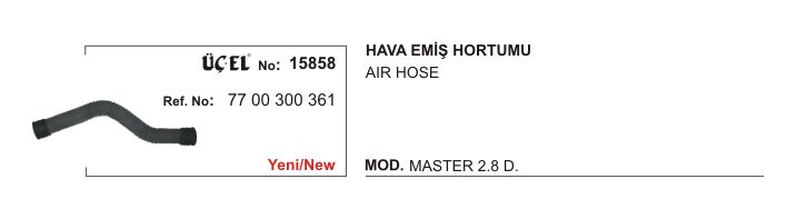 Master 2 Hava Filtre Hortumu Borusu 2.8T D 8V S9W 7700300361 8200159690 Üçel