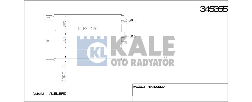 KLİMA RADYATÖRÜ 345355 DOBLO 1.4 1.6 16V 01-> (KURUTUCU İLE)