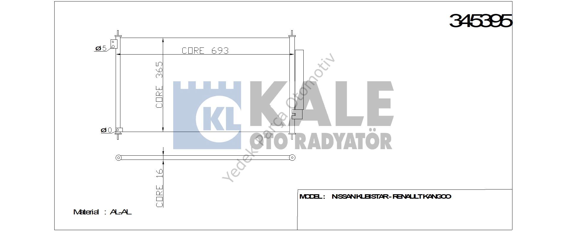 KLİMA RADYATÖRÜ 345395 CIVIC İX 1.5 HYBRID 1.6I 16V 1.8I 16V 2.4I 16V 12-> KURUT