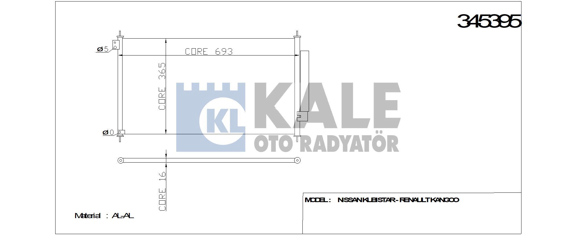 KLİMA RADYATÖRÜ 345395 CIVIC İX 1.5 HYBRID 1.6I 16V 1.8I 16V 2.4I 16V 12-> KURUT
