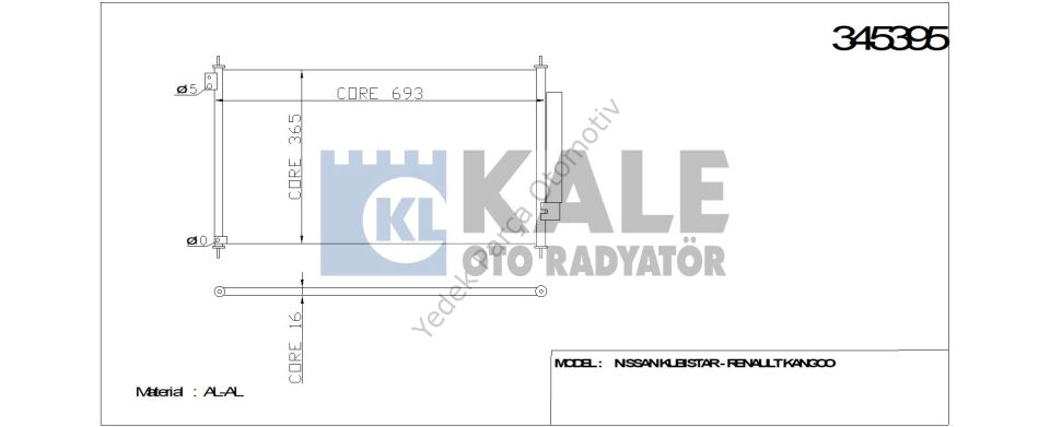 KLİMA RADYATÖRÜ 345395 CIVIC İX 1.5 HYBRID 1.6I 16V 1.8I 16V 2.4I 16V 12-> KURUT