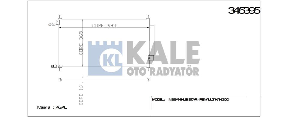 KLİMA RADYATÖRÜ 345395 CIVIC İX 1.5 HYBRID 1.6I 16V 1.8I 16V 2.4I 16V 12-> KURUT
