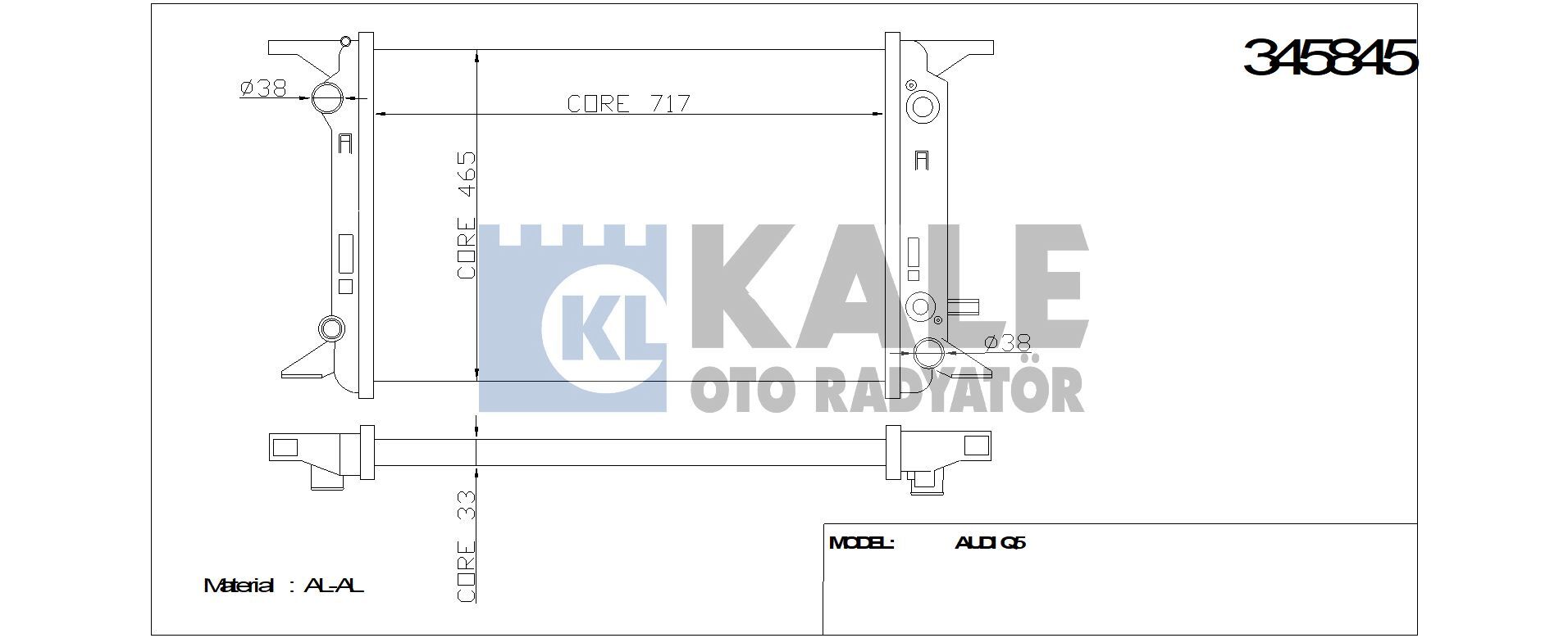 RADYATÖR 345845 Q5 3.0 TDI CCWA 08> BRAZING AT