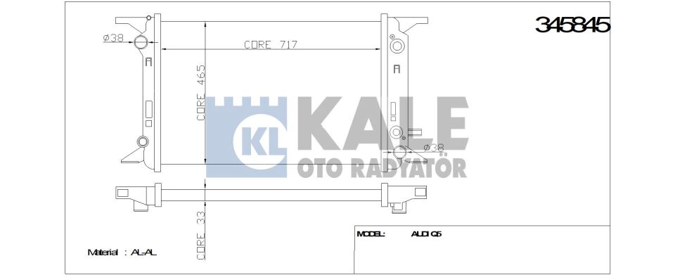 RADYATÖR 345845 Q5 3.0 TDI CCWA 08> BRAZING AT