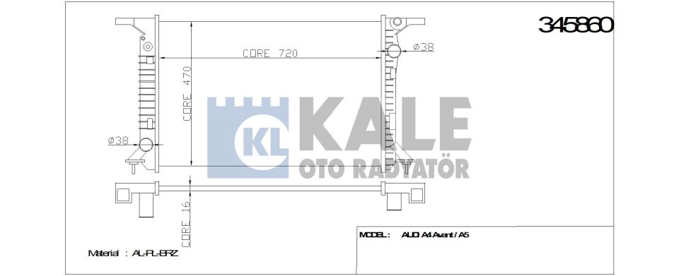 RADYATÖR 345860 A4 AVANT 12>15 A5 07> (BRAZING)