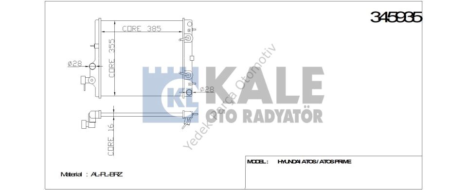 RADYATÖR 345935 ATOS ATOS PRIME 1.0I 12V (97-04) (BRAZING) AT