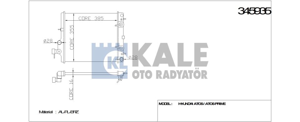 RADYATÖR 345935 ATOS ATOS PRIME 1.0I 12V (97-04) (BRAZING) AT