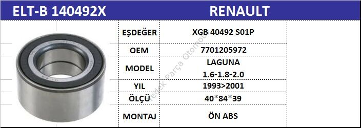 AKS BİLYASI ÖN B140492X LAGUNA-II ABSLİ
