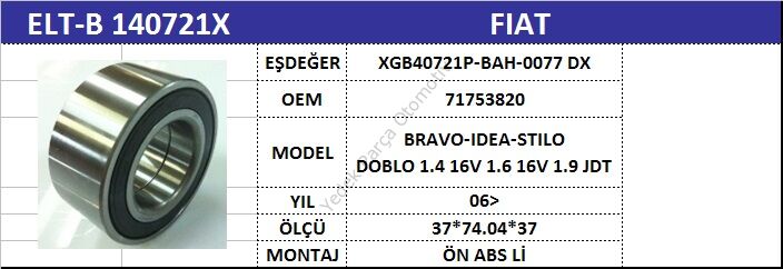 AKS BİLYASI ÖN B140721X DOBLO (11-) ABSLİ PALIO STILO (01-) BRAVO 48 KUTUP