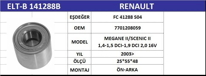 AKS BİLYASI ARKA B141288B MEGANE-II FLUENCE SCENIC-II (02-)