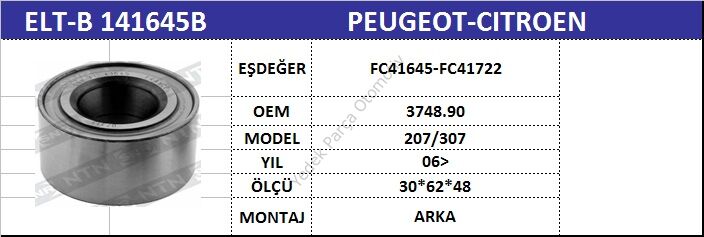 AKS BİLYASI ARKA B141645B C3 PİCASSO C4 (06-) P207 P307 (06-)