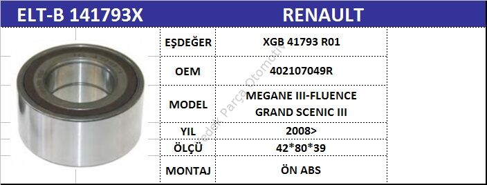 AKS BİLYASI ÖN B141793X FLUENCE MEGANE-III