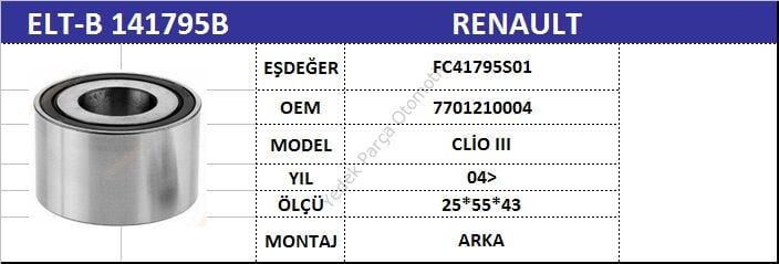 AKS BİLYASI ARKA B141795B CLIO-III MODUS GRAND (04-)