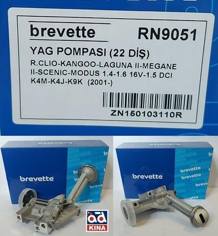 Megane 2 Clio 3 Modus Yağ Pompası 1.5 Dci K9K-1.4-1.6 16V K4M 150103110R Brevette