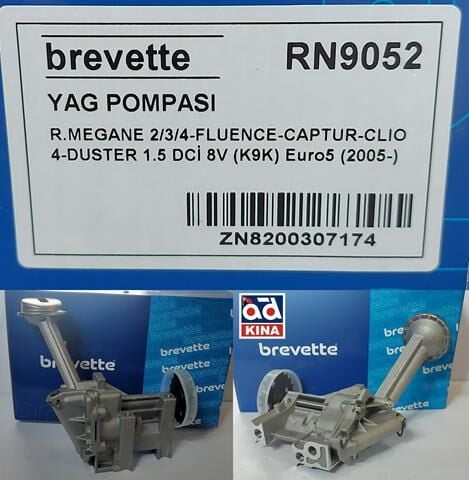 Megane 3 Fluence Yağ Pompası 1.5 Dci K9K Euro 4 Euro 5 2008 2016 150003395R Brevette