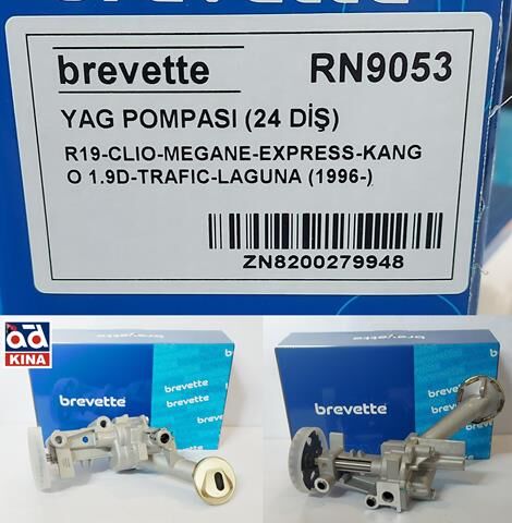 R19 CLIO MEGANE EXPRESS KANGO 1.9D TRAFIC LAGUNA Yağ Pompası 8200279948 Brevette