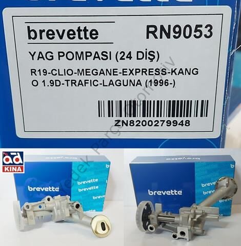 R19 CLIO MEGANE EXPRESS KANGO 1.9D TRAFIC LAGUNA Yağ Pompası 8200279948 Brevette