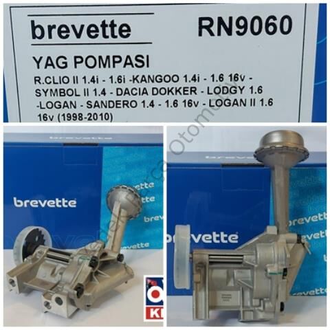YAĞ POMPASI RN9060 CLIO-II 1.4İ 1.6İ KANGOO 1.4İ 1.6 16V SYMBOL-II 1.4 DACIA DOKKER LODGY 1.6 LOGAN SANDERO 1.4 1.6 16V LOGAN-II 1.6 16V