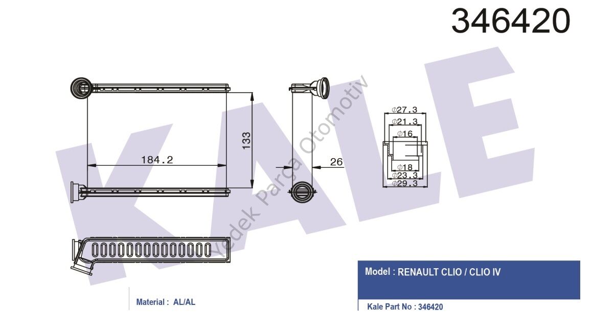 KALORİFER RADYATÖRÜ 346420 CLIO-IV LOGAN-II 13-> (BRAZING)
