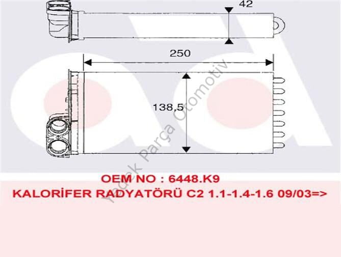 KALORİFER RADYATÖRÜ 346440 C2 C3 C3-II C3 PLURIEL 1.4 1.6 HDI 02>09 P1007 1.4 HD